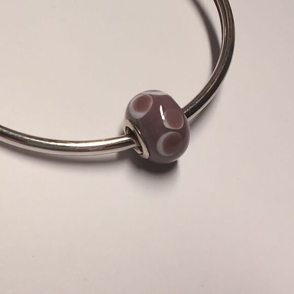 Silver Purple with Purple and White Blossoms Charm for Pandora Style Bra… - Picture 4 of 4